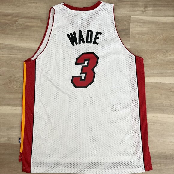 Adidas NBA Miami Heat Dwayne Wade Basketball Jersey White Size 2XL - Picture 6 of 8